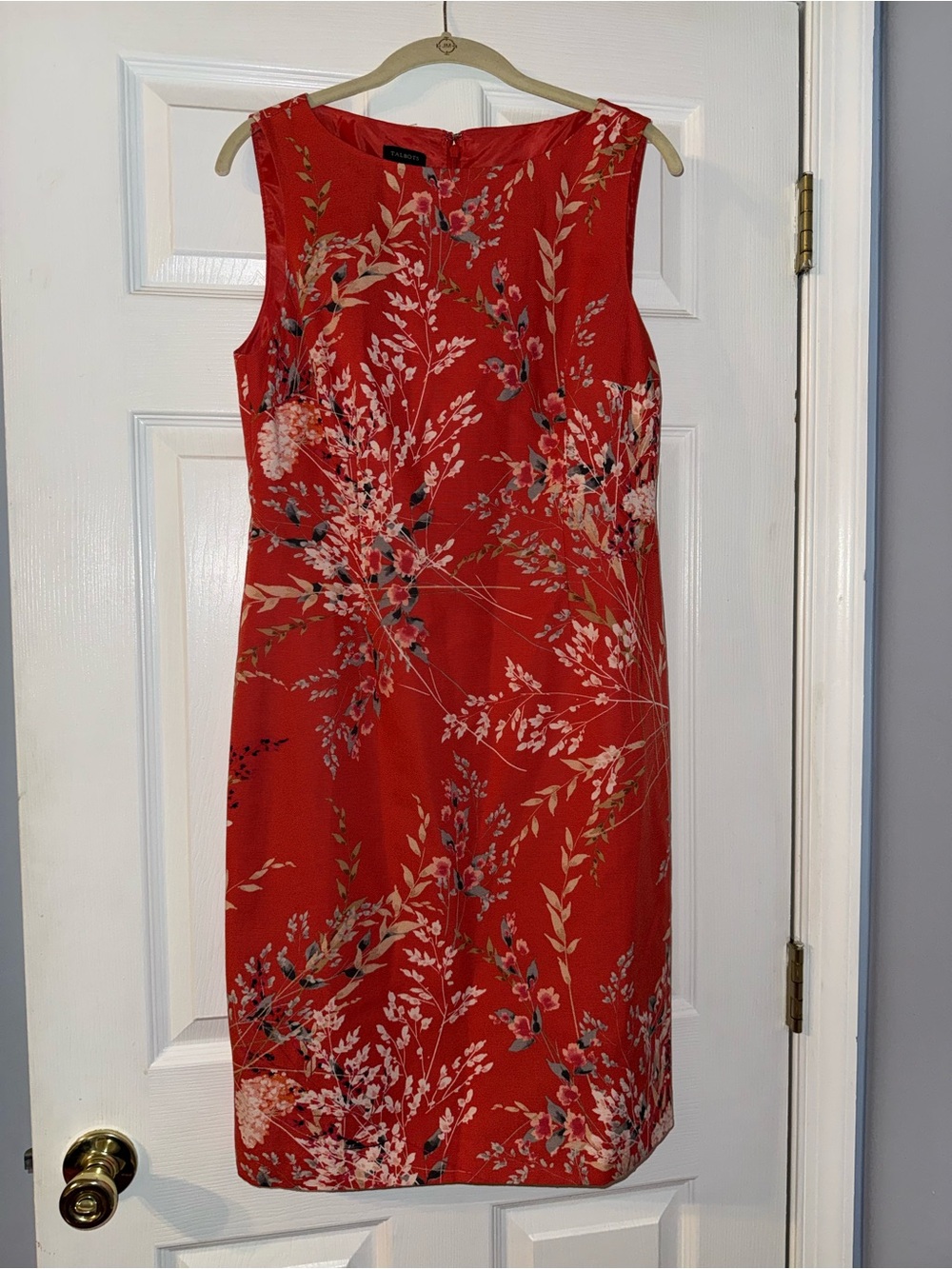 Talbots Red Floral Midi Sheath Dress